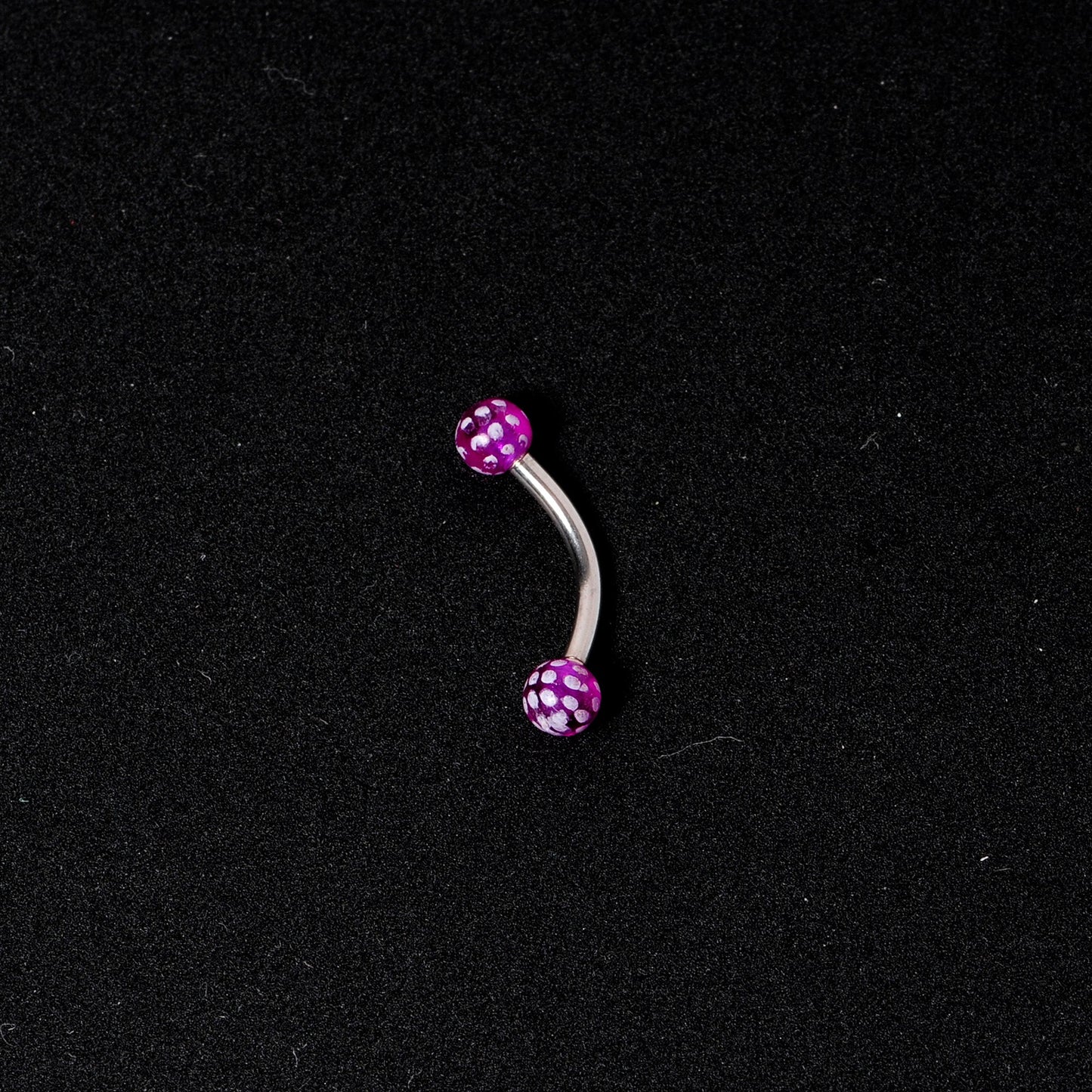 16G 5/16 Purple Polka Dot UV Reactive Acrylic Ball Curved Barbell