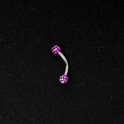 16G 5/16 Purple Polka Dot UV Reactive Acrylic Ball Curved Barbell