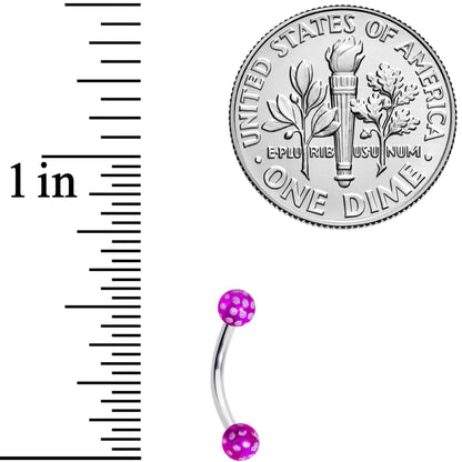 16G 5/16 Purple Polka Dot UV Reactive Acrylic Ball Curved Barbell