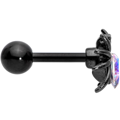 16G 1/4 Aurora Gem Black Heart Spider Cartilage Tragus