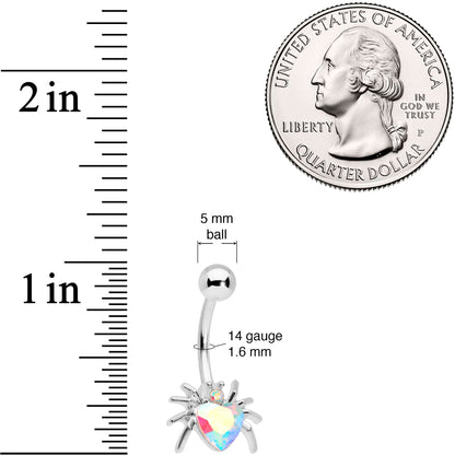 Aurora Gem Halloween Heart Spider Belly Ring