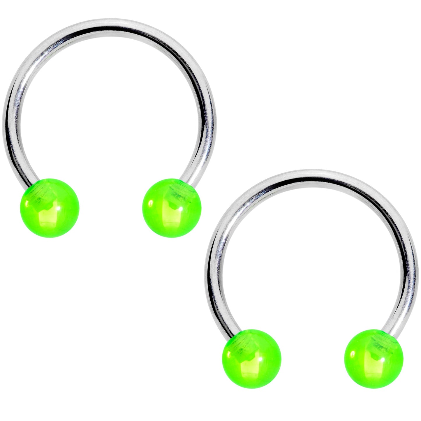 14G 9/16 Green Frog UV Horseshoe Barbell Nipple Ring Set of 4