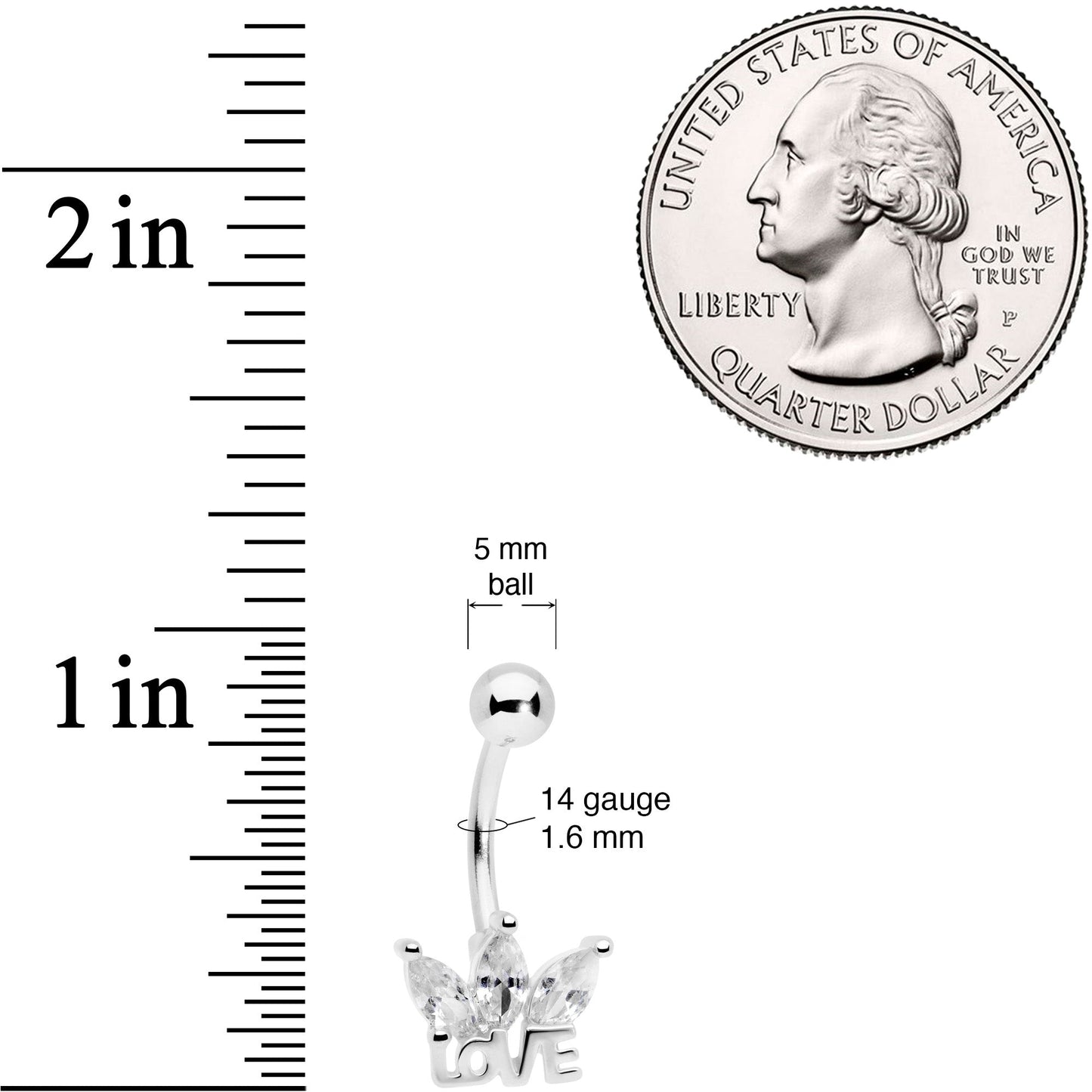 Clear Gem Crown of Love Belly Ring