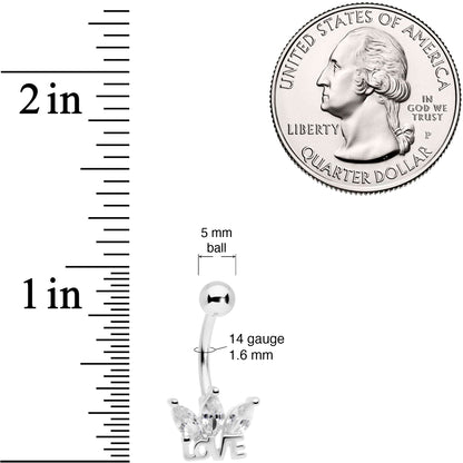 Clear Gem Crown of Love Belly Ring