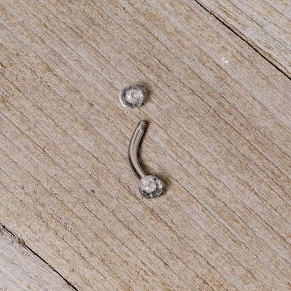 14G 5/16 Clear Speckled Acrylic End Curved Eyebrow Ring
