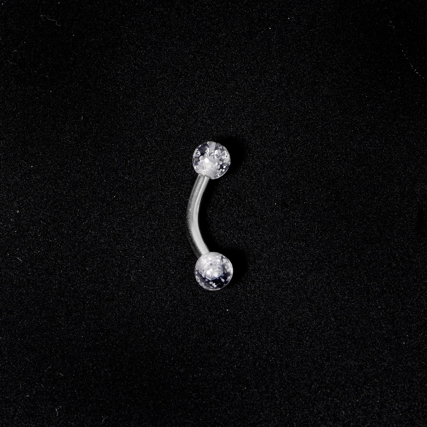 14G 5/16 Clear Speckled Acrylic End Curved Eyebrow Ring