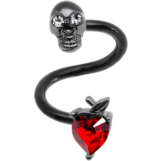 14G 1/2 Red CZ Gem Halloween Skull Spiral Twister Belly Ring