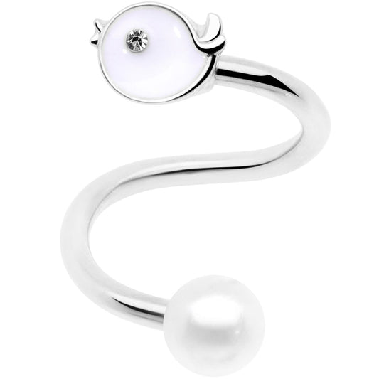 14G 1/2 Clear Gem Bird Spiral Twister Belly Ring