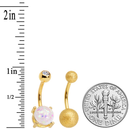 Clear Gem White Faux Opal Flower Gold Tone Belly Ring Set of 3