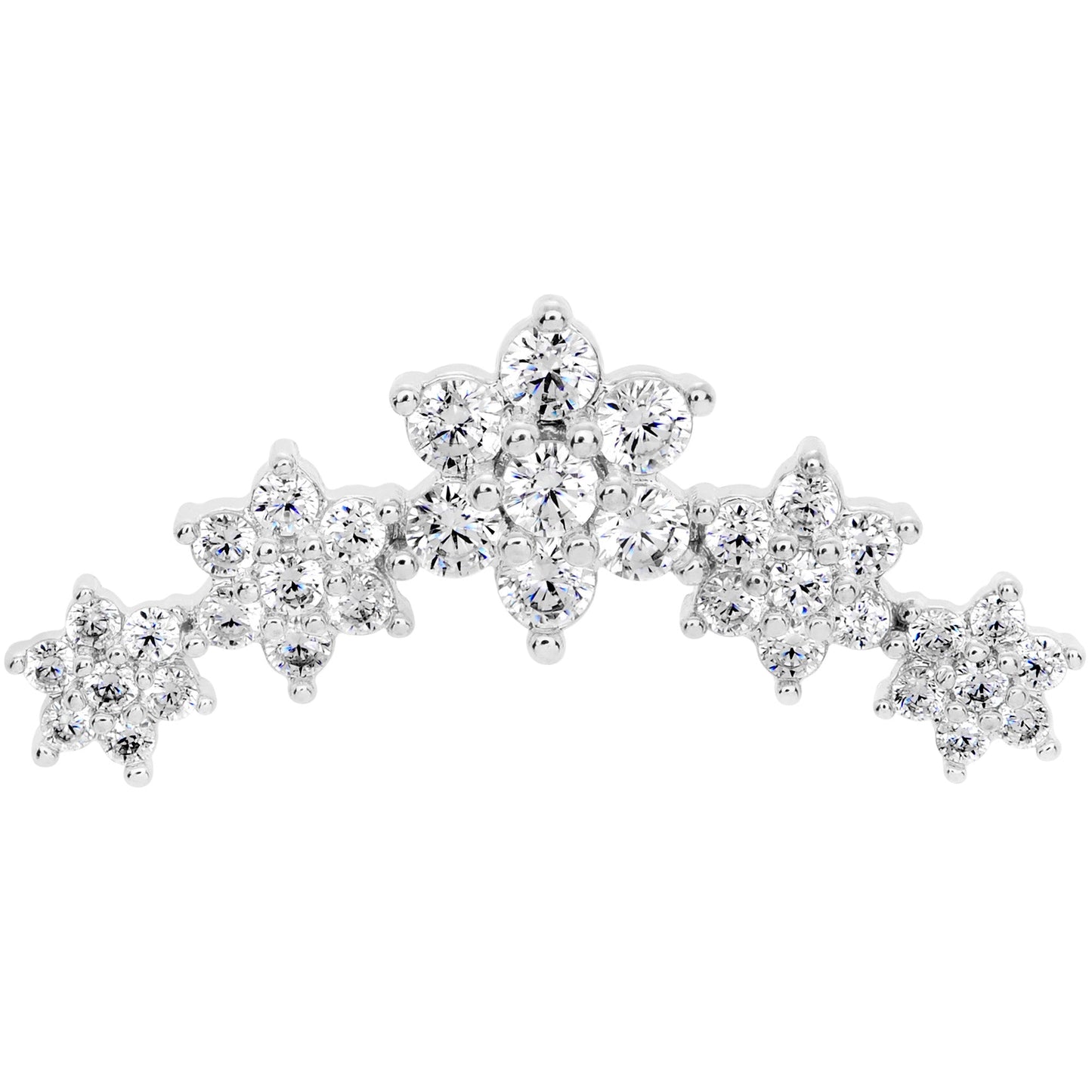 16G 1/4 Clear CZ Gem Floral Internally Threaded Labret