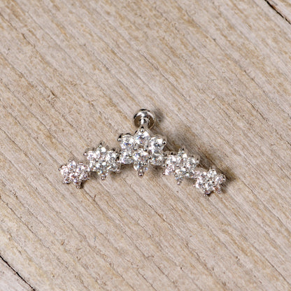 16G 1/4 Clear CZ Gem Floral Internally Threaded Labret