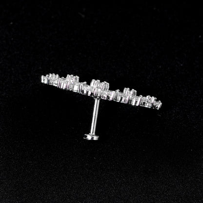 16G 1/4 Clear CZ Gem Floral Internally Threaded Labret