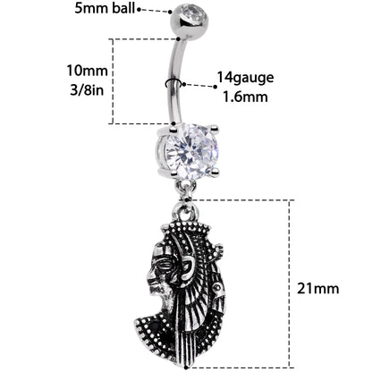 Black CZ Gem Anubis Egyptian Dangle Belly Ring