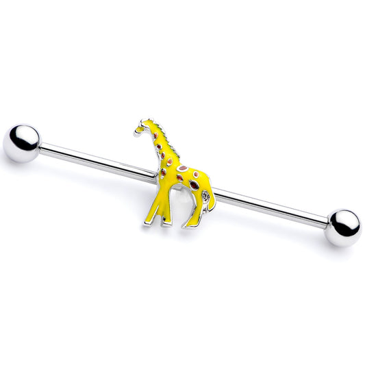 14G Yellow Brown Giraffe Industrial Barbell 38mm