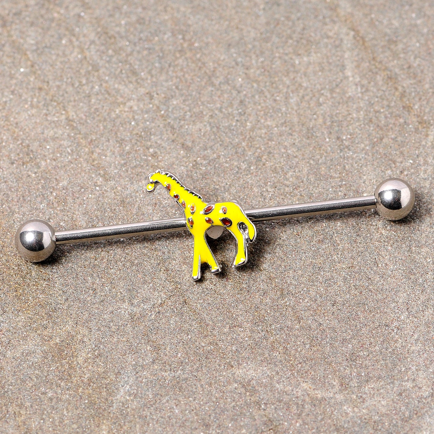 14G Yellow Brown Giraffe Industrial Barbell 38mm