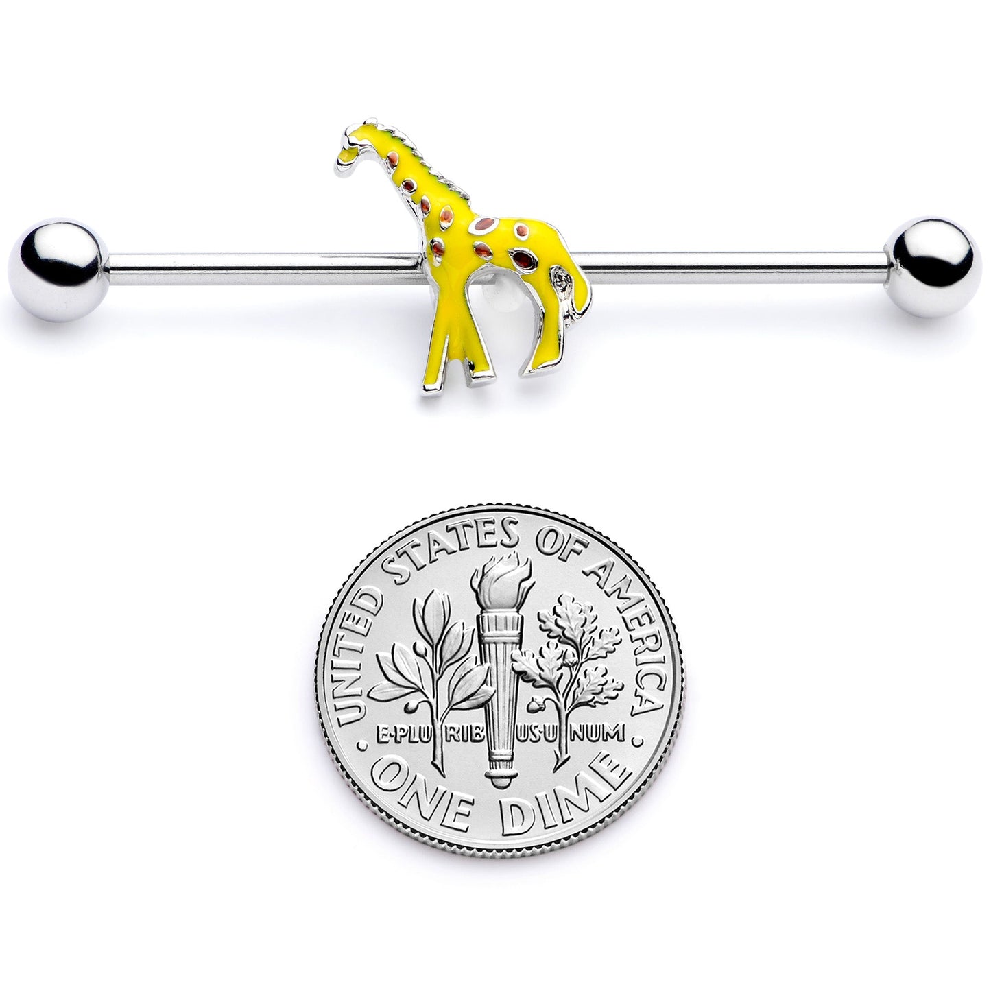 14G Yellow Brown Giraffe Industrial Barbell 38mm