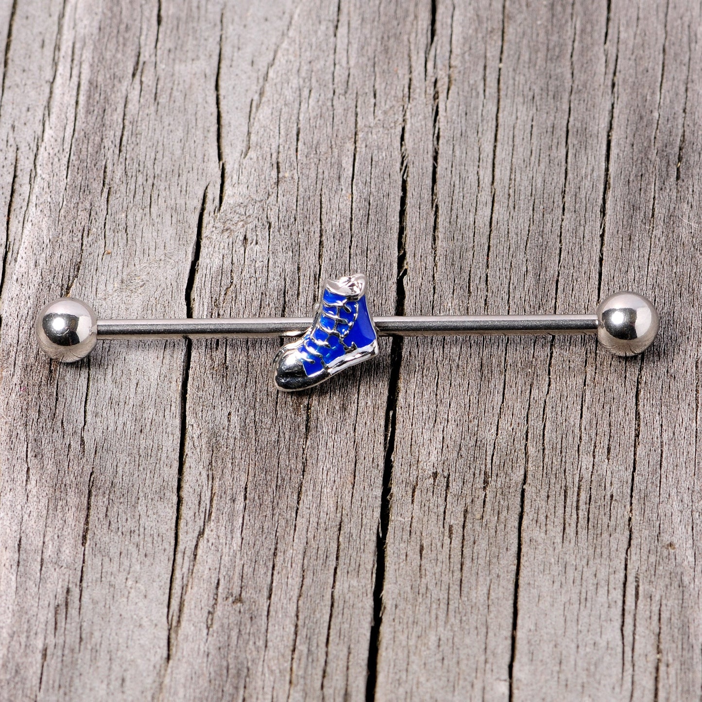 14G Blue High Top Sneaker Industrial Barbell 38mm