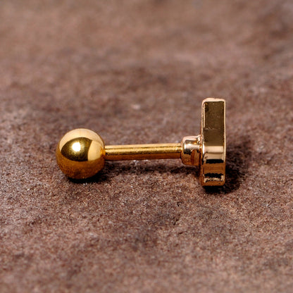 16G 1/4 Clear CZ Gem Gold Tone Swirl Cartilage Tragus Earring