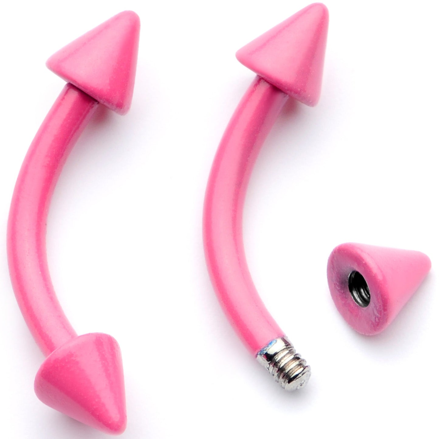 16G 5/16 Pink Glow in the Dark Cone End Curved Barbell Set of 2