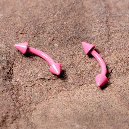 16G 5/16 Pink Glow in the Dark Cone End Curved Barbell Set of 2
