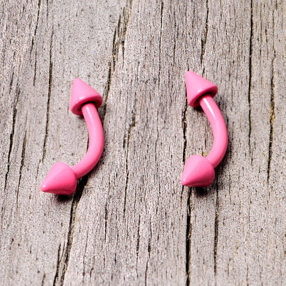 16G 5/16 Pink Glow in the Dark Cone End Curved Barbell Set of 2