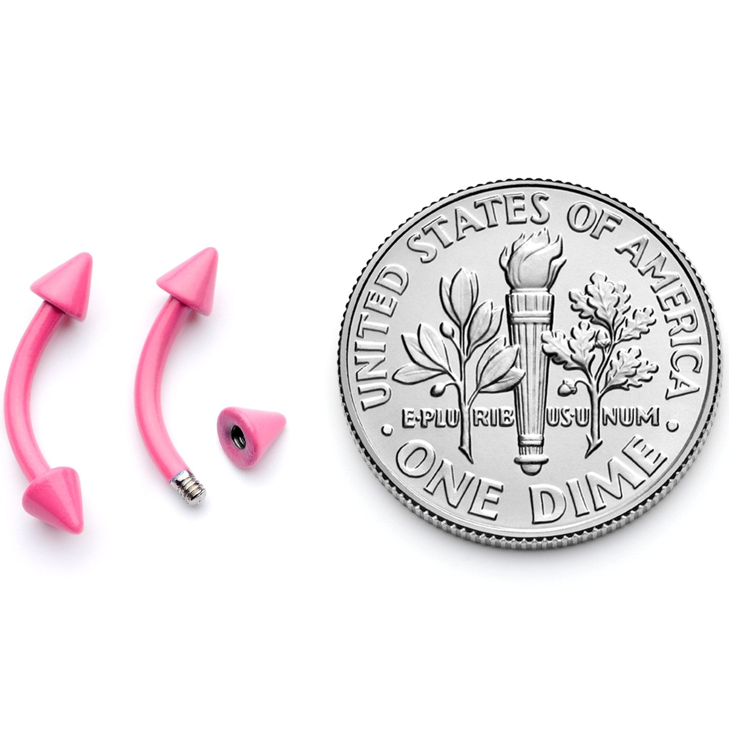 16G 5/16 Pink Glow in the Dark Cone End Curved Barbell Set of 2