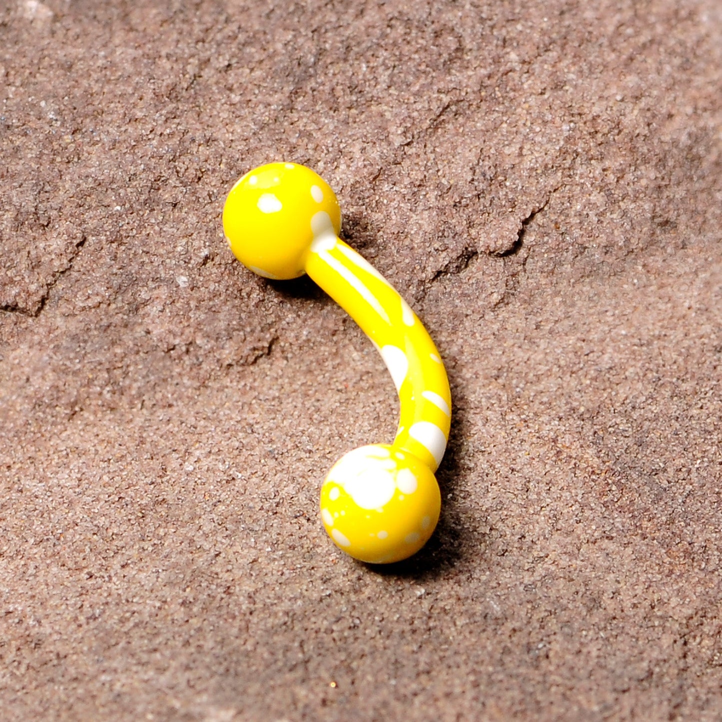 16G 5/16 Yellow White Glow in the Dark Curved Eyebrow Ring