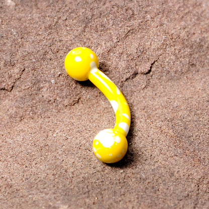 16G 5/16 Yellow White Glow in the Dark Curved Eyebrow Ring