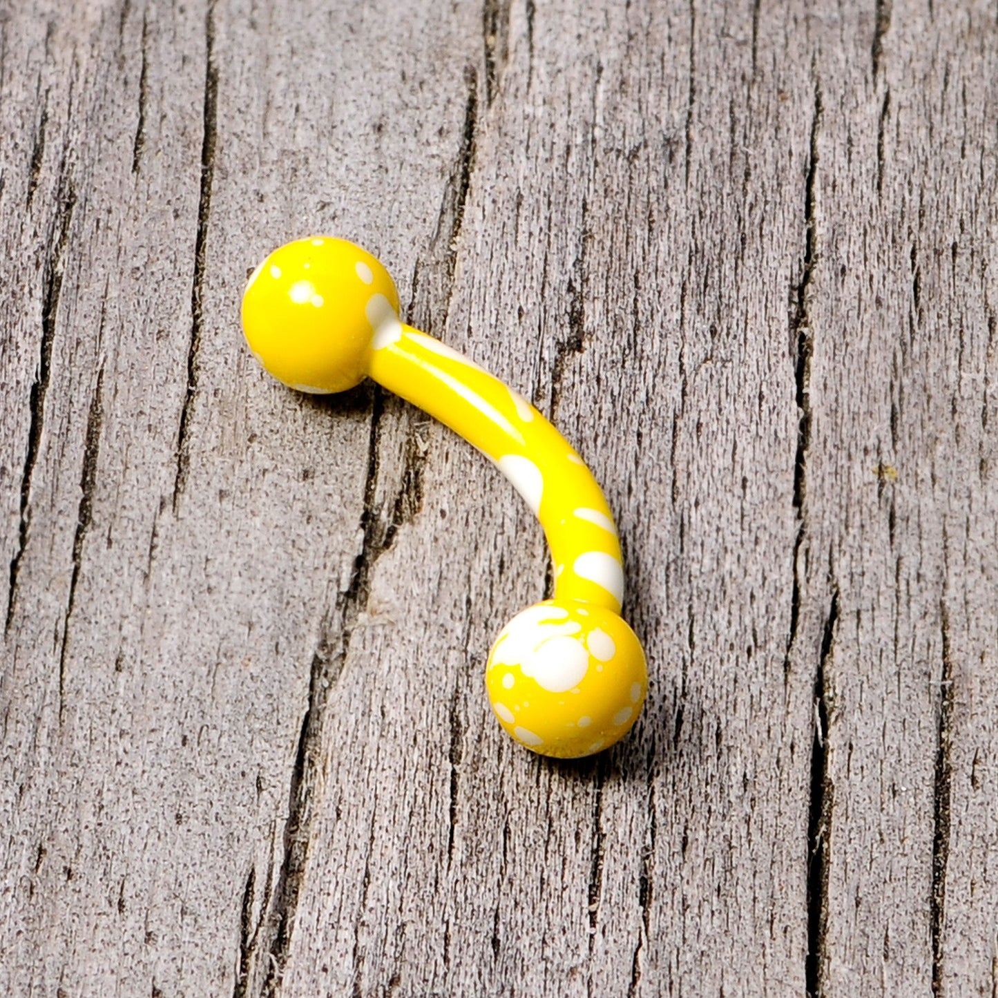 16G 5/16 Yellow White Glow in the Dark Curved Eyebrow Ring