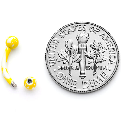 16G 5/16 Yellow White Glow in the Dark Curved Eyebrow Ring