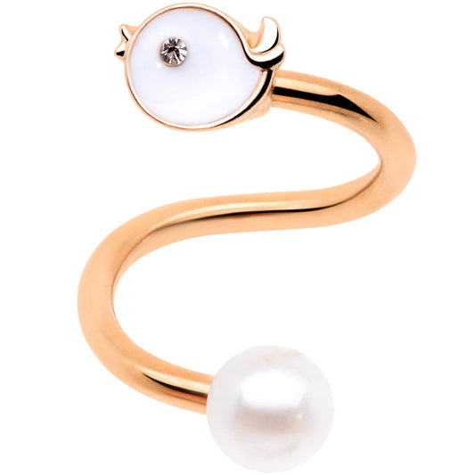 14G 3/8 Clear Gem Rose Gold Tone Bird Spiral Twister Belly Ring