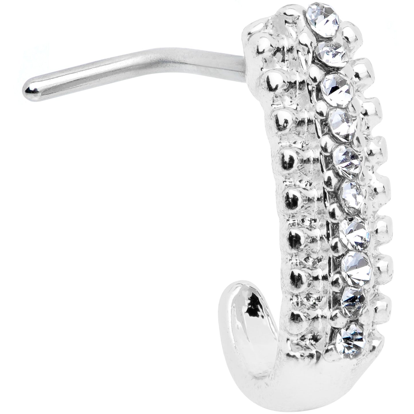 20G 5/16 Clear Gem Texture Faux Hoop L Shaped Nose Ring