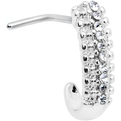 20G 5/16 Clear Gem Texture Faux Hoop L Shaped Nose Ring