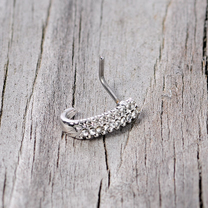 20G 5/16 Clear Gem Texture Faux Hoop L Shaped Nose Ring