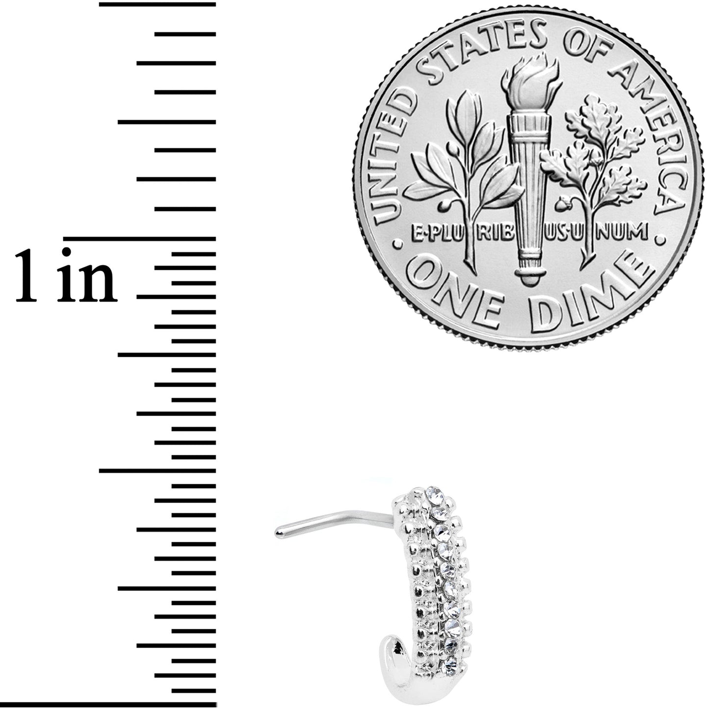 20G 5/16 Clear Gem Texture Faux Hoop L Shaped Nose Ring