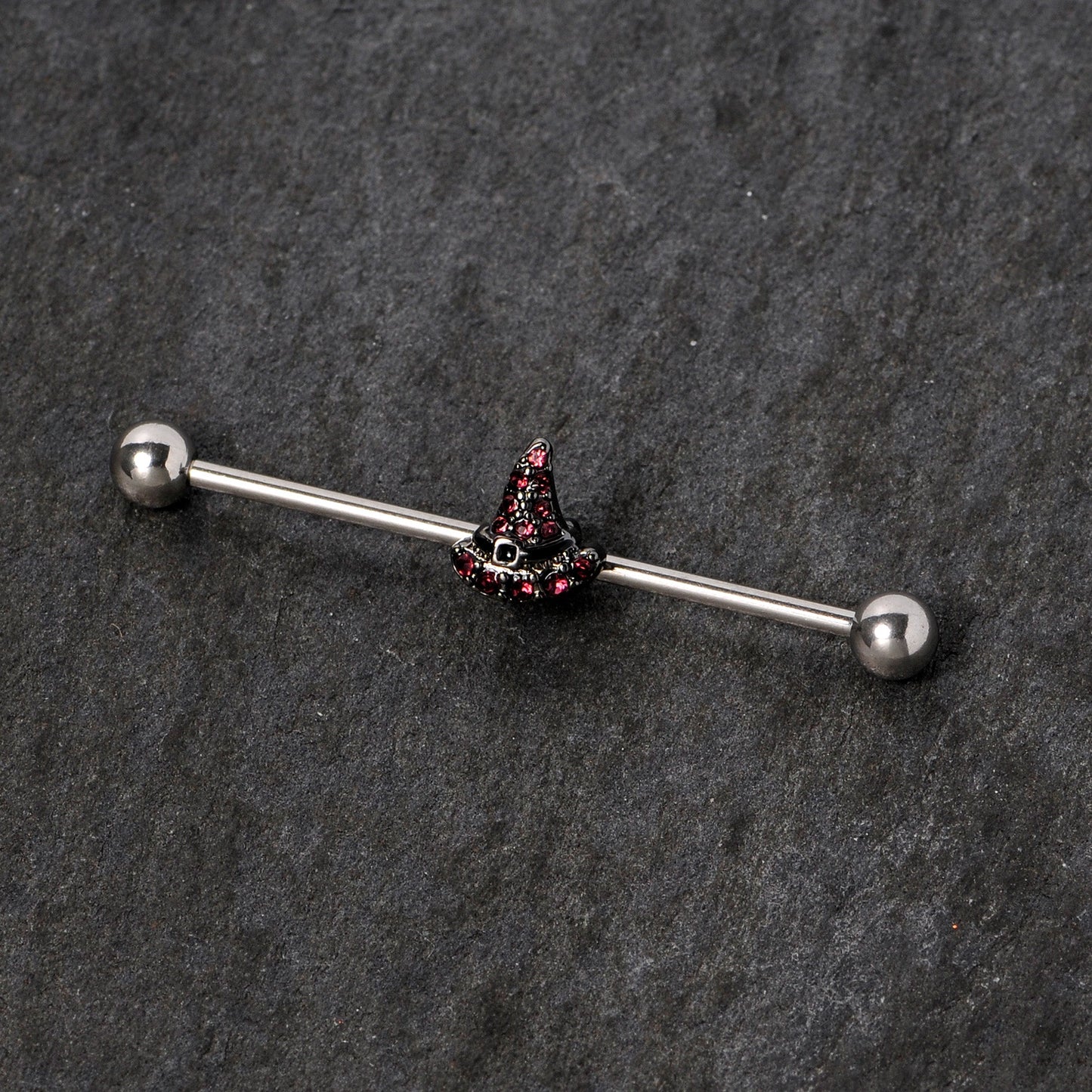 14G Purple Gem Witch Hat Halloween Industrial Barbell 38mm