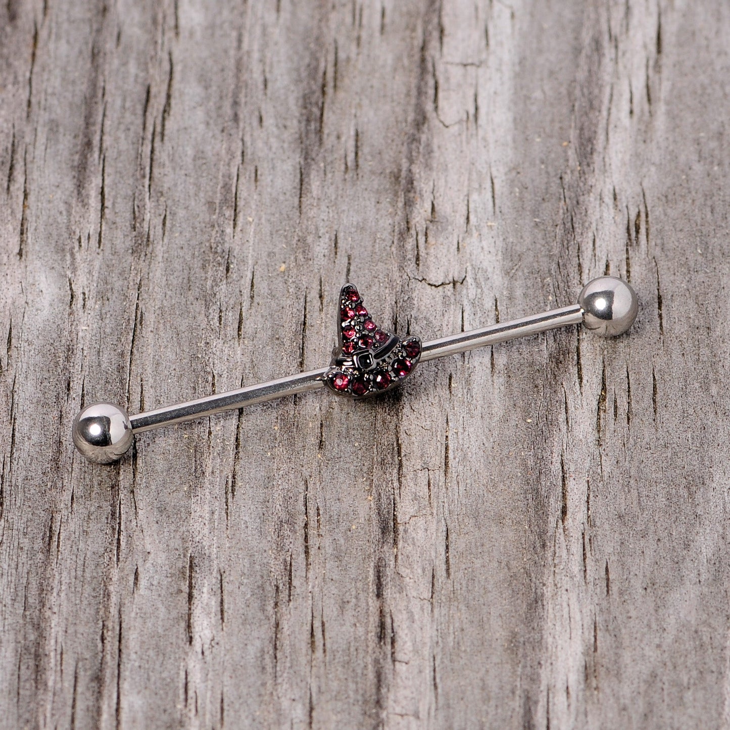 14G Purple Gem Witch Hat Halloween Industrial Barbell 38mm