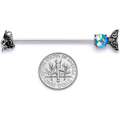 14G Blue Mermaid Scale Tail Industrial Barbell 38mm