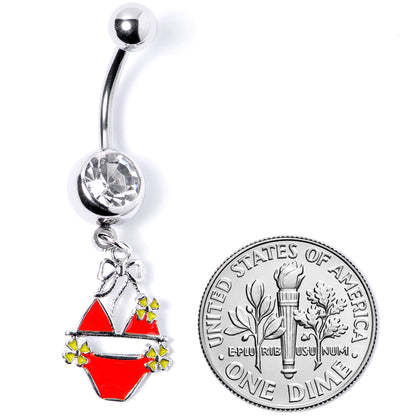 Clear Gem Red Itty Bitty Bikini Dangle Belly Ring