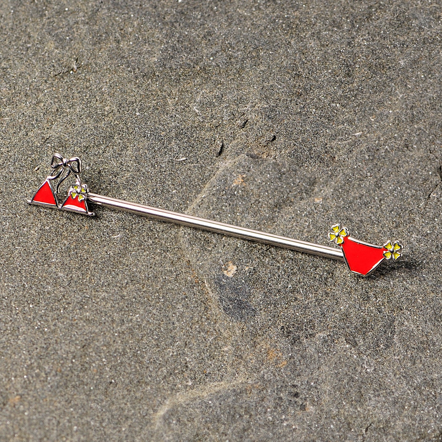 14G Red Itty Bitty Bikini Industrial Barbell 38mm