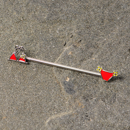 14G Red Itty Bitty Bikini Industrial Barbell 38mm