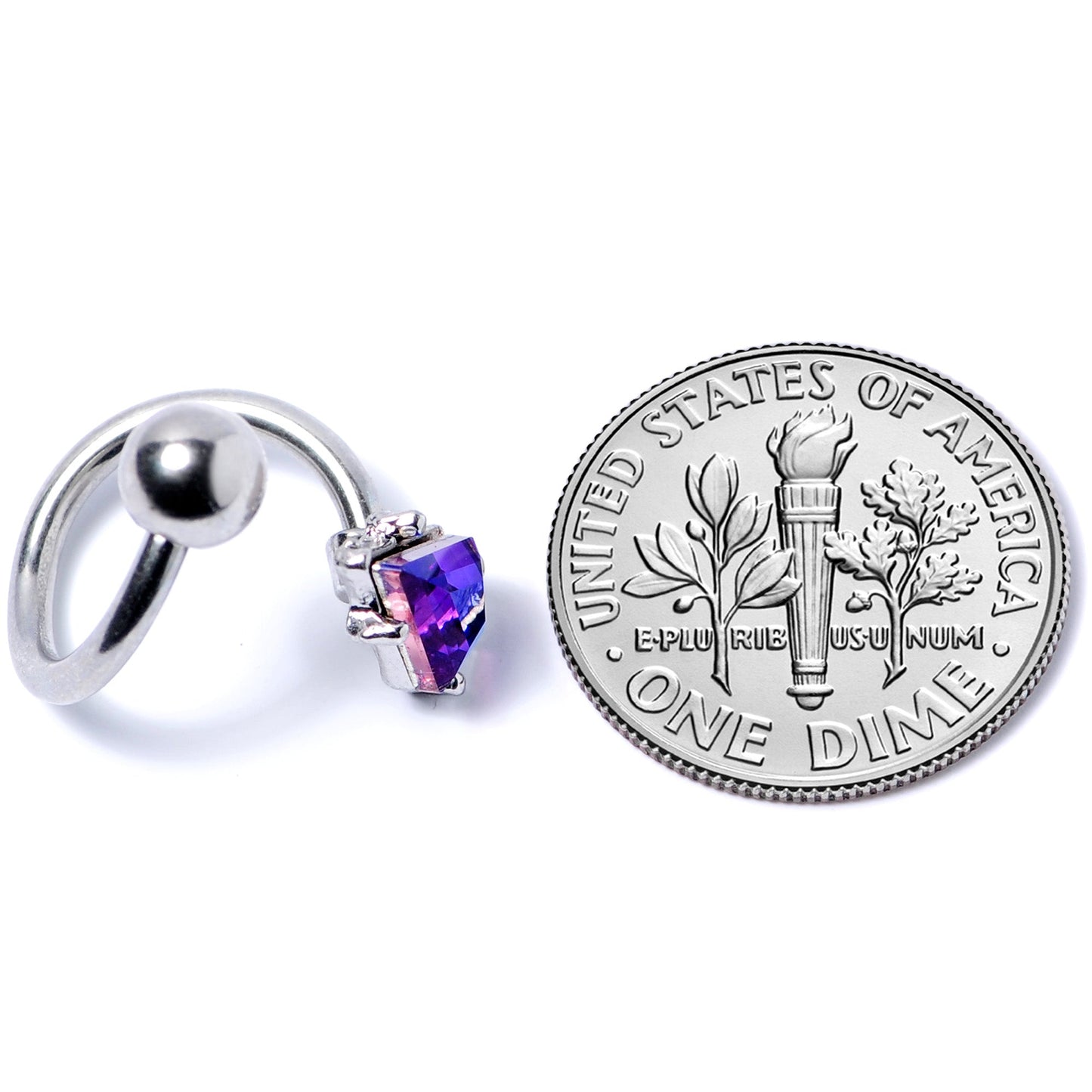 14G 3/8 Blue Gem Graceful Rhombus Spiral Twister Belly Ring