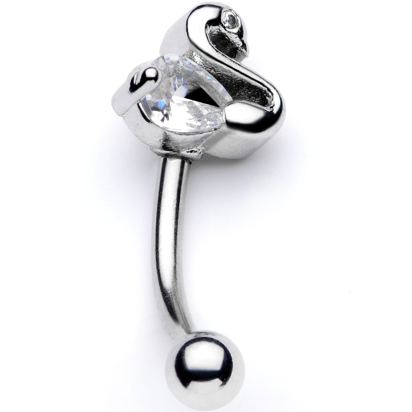 16G 5/16 Clear CZ Gem Sleek Swan Curved Eyebrow Ring