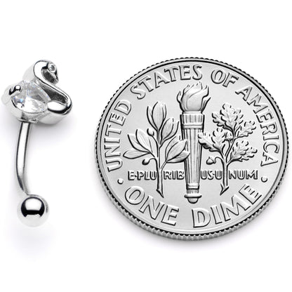 16G 5/16 Clear CZ Gem Sleek Swan Curved Eyebrow Ring