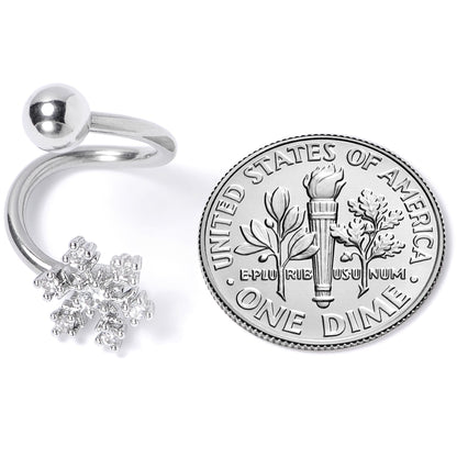 Clear CZ Gem Snowflake Christmas Spiral Twister Belly Ring