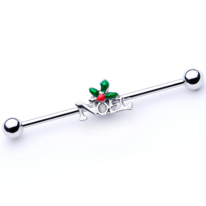 14G Red Gem Noel Holiday Christmas Industrial Barbell 38mm