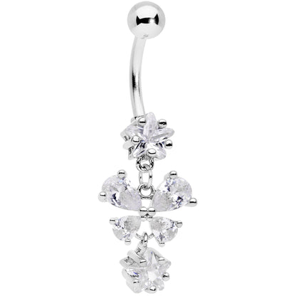 Clear Gem Star Bow Dangle Belly Ring