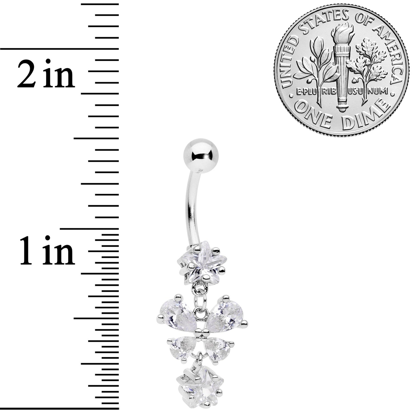 Clear Gem Star Bow Dangle Belly Ring