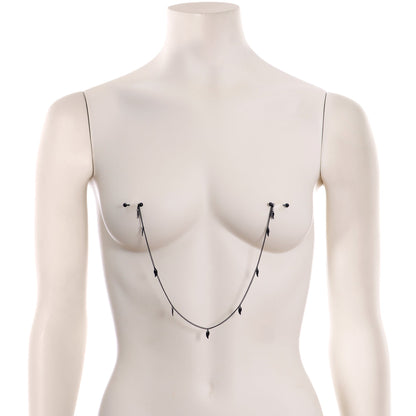 14G 5/8 Black Gem Black Autumn Leaves Dangle Nipple Chain