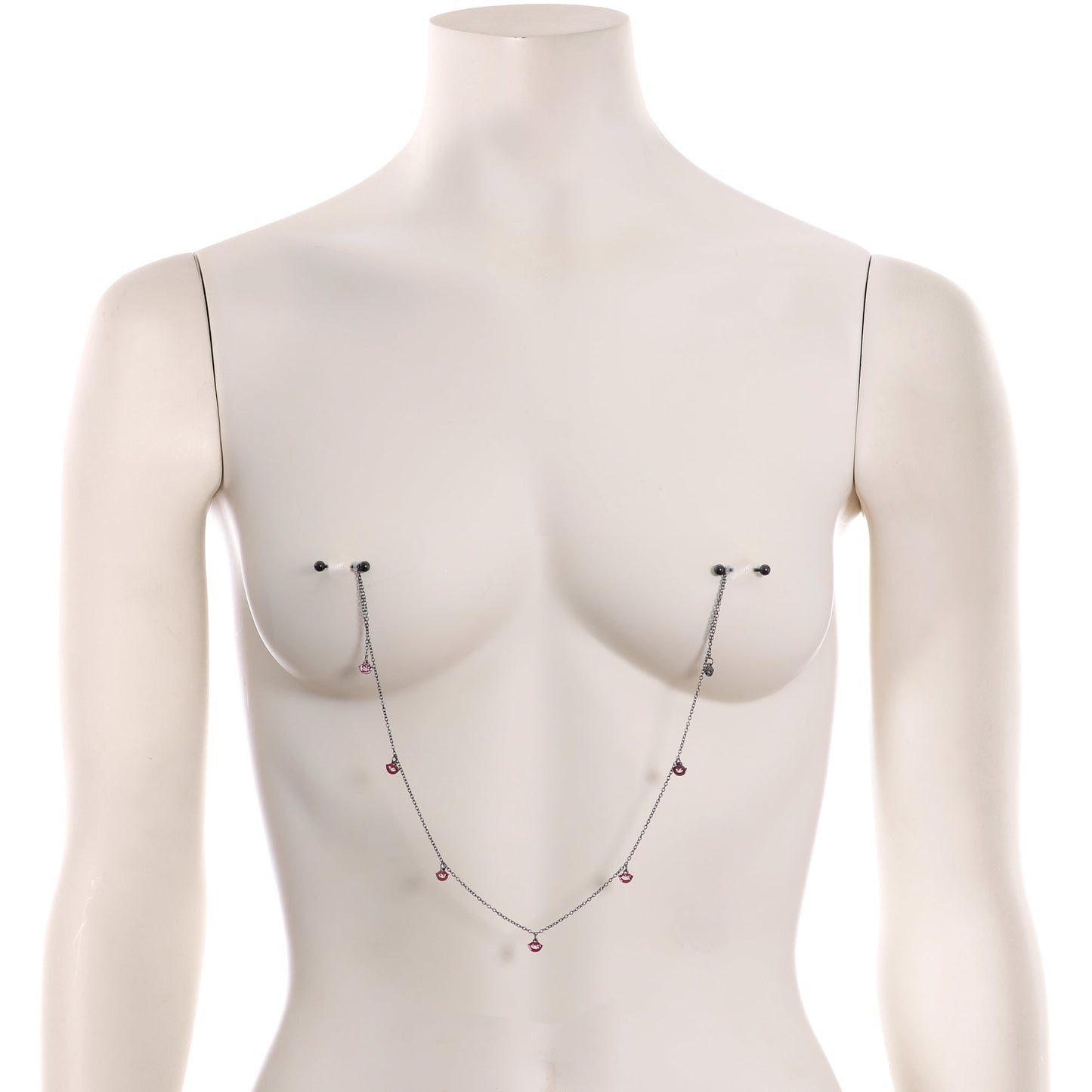 14G 5/8 Red Black Monster Fang Halloween Dangle Nipple Chain